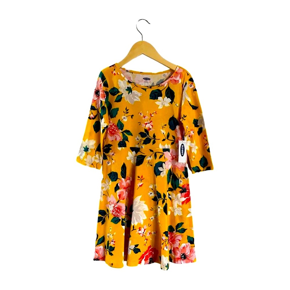 Old Navy Long Sleeve Fit & Flare Floral Dress Girl’s S (6/7) NWT Yellow Spring